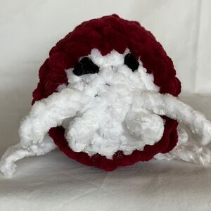 Handmade Red and White Crochet Octopus. New. 10” long